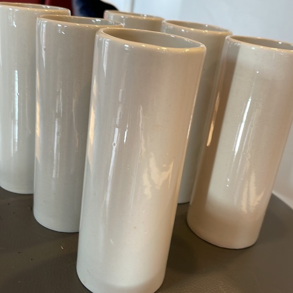 Set of 6 Ceramic Tiki-style Vases Glasses w/ Hulu Girl, Orchids of Hawaii - R73A - Picture 7 of 9